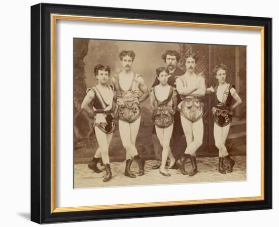 Five Acrobats Pose with Legs Crossed-null-Framed Photographic Print