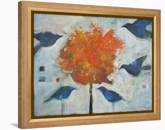 Five Birds and Maple-Tim Nyberg-Framed Premier Image Canvas