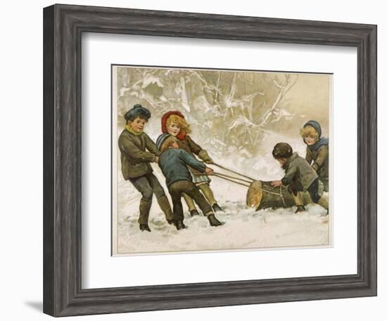 Five Children Fetch Home a Very Big Yule Log-Harriet M. Bennett-Framed Photographic Print