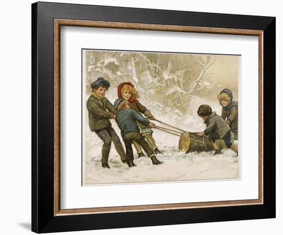 Five Children Fetch Home a Very Big Yule Log-Harriet M. Bennett-Framed Photographic Print