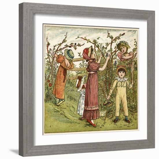 Five Children Picking Blackberries-Kate Greenaway-Framed Art Print