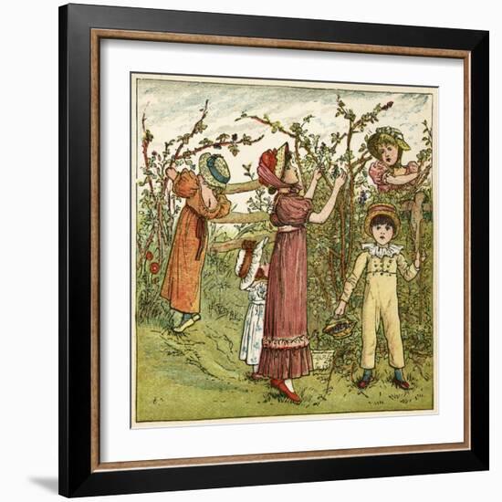 Five Children Picking Blackberries-Kate Greenaway-Framed Art Print