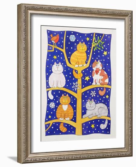 Five Christmas Cats-Cathy Baxter-Framed Giclee Print