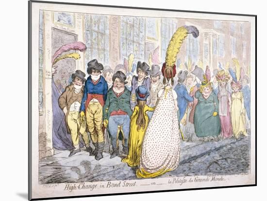 Five Fashionably Dressed Men Advance Along Old Bond Street, Westminster, London, 1796-James Gillray-Mounted Giclee Print