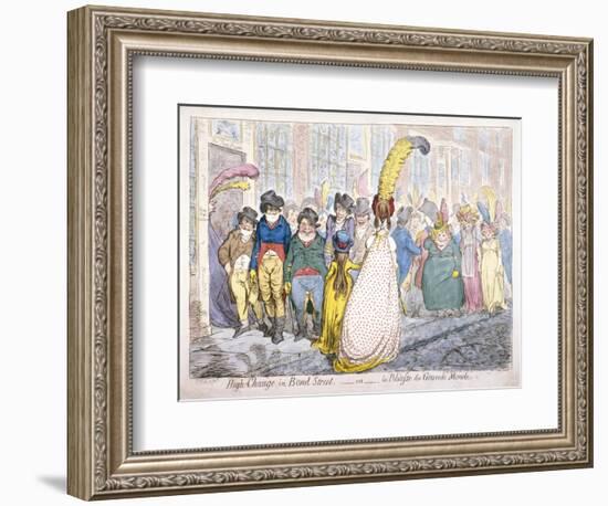 Five Fashionably Dressed Men Advance Along Old Bond Street, Westminster, London, 1796-James Gillray-Framed Giclee Print
