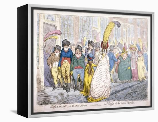 Five Fashionably Dressed Men Advance Along Old Bond Street, Westminster, London, 1796-James Gillray-Framed Premier Image Canvas