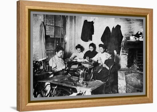 Five Immigrant Women Sit at a Table and Sew-null-Framed Stretched Canvas