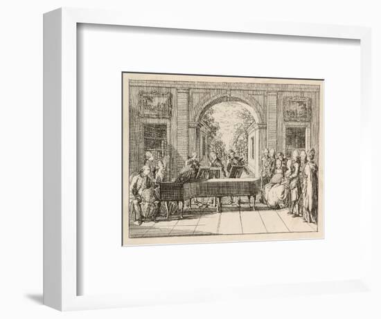 Five Instrumental Performers and a Singer Entertain an Aristocratic Audience in a Stately Home-Daniel Chodowiecki-Framed Art Print