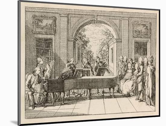 Five Instrumental Performers and a Singer Entertain an Aristocratic Audience in a Stately Home-Daniel Chodowiecki-Mounted Art Print