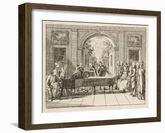 Five Instrumental Performers and a Singer Entertain an Aristocratic Audience in a Stately Home-Daniel Chodowiecki-Framed Art Print