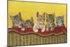 Five Kittens in Basket-Janet Pidoux-Mounted Giclee Print