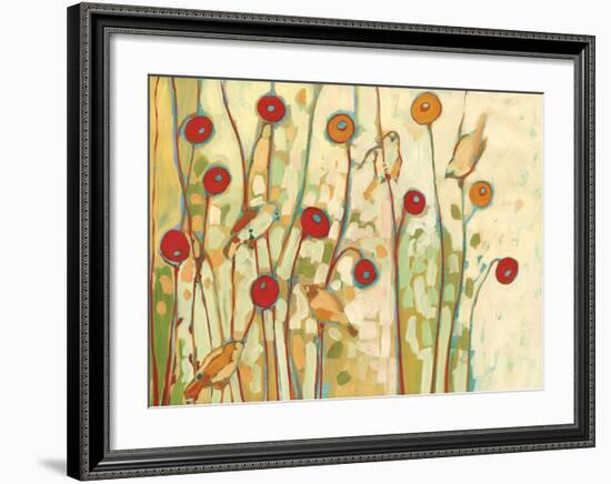 Five Little Birds Playing Amongst the Poppies-Jennifer Lommers-Framed Art Print