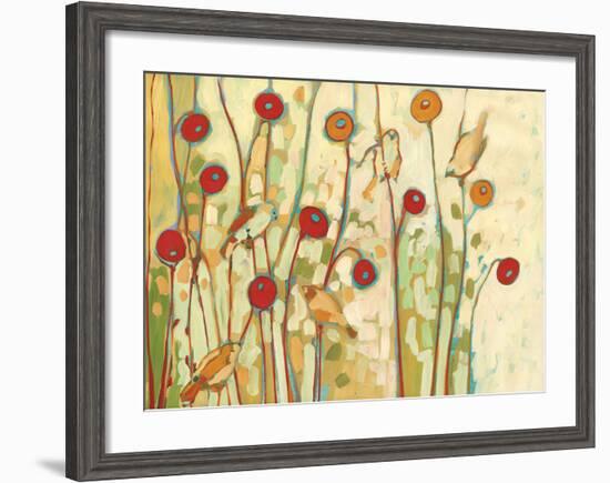 Five Little Birds Playing Amongst the Poppies-Jennifer Lommers-Framed Art Print