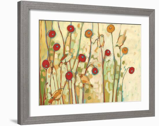 Five Little Birds Playing Amongst the Poppies-Jennifer Lommers-Framed Art Print