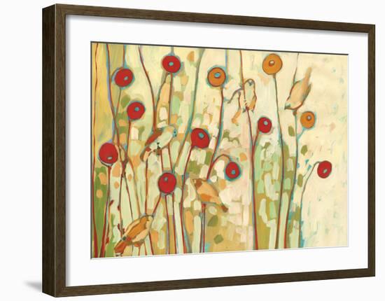 Five Little Birds Playing Amongst the Poppies-Jennifer Lommers-Framed Art Print