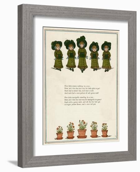 Five Little Girls in Winter Clothes-Kate Greenaway-Framed Art Print