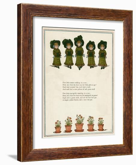 Five Little Girls in Winter Clothes-Kate Greenaway-Framed Art Print