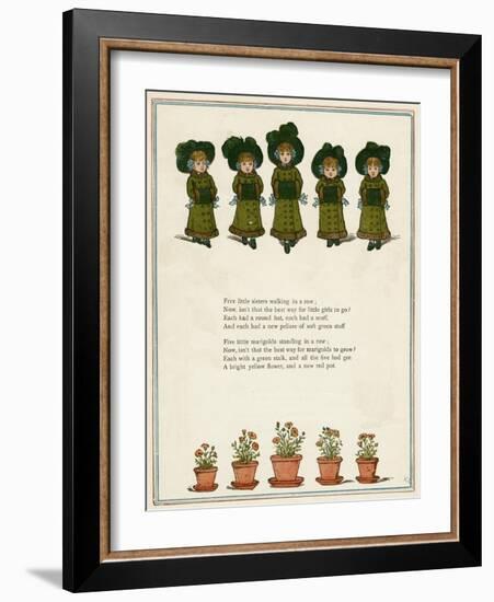 Five Little Girls in Winter Clothes-Kate Greenaway-Framed Art Print