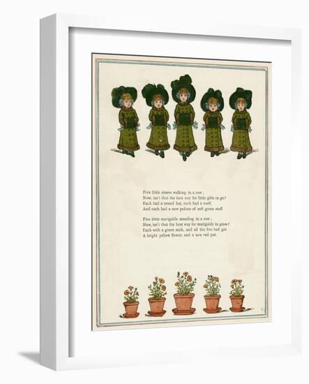 Five Little Girls in Winter Clothes-Kate Greenaway-Framed Art Print