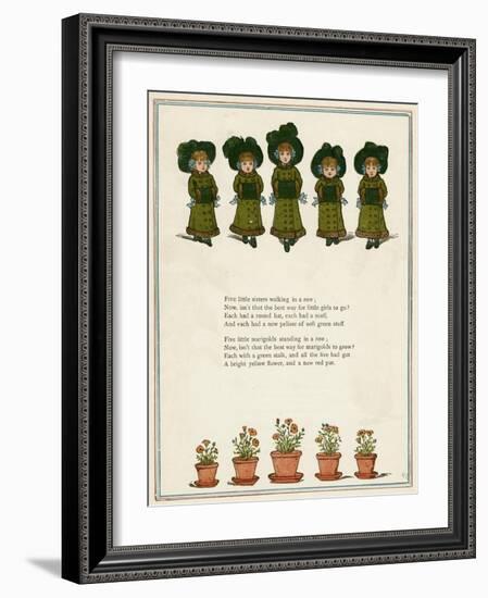 Five Little Girls in Winter Clothes-Kate Greenaway-Framed Art Print