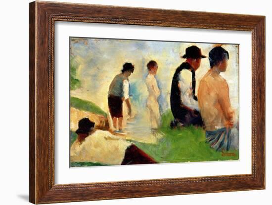 Five Male Figures, Possible Preparatory Sketch for the "Bathers at Asnieres," 1883-Georges Seurat-Framed Giclee Print