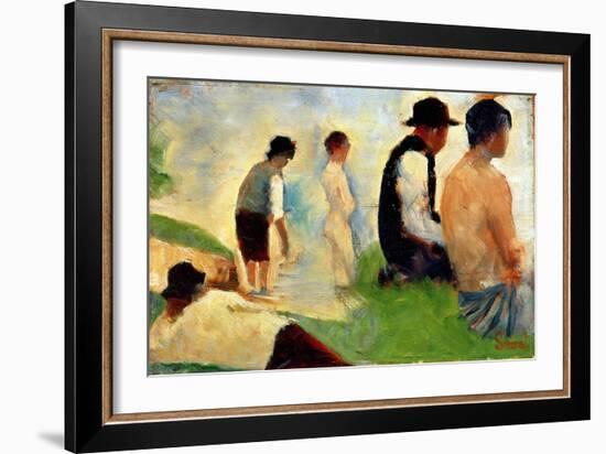 Five Male Figures, Possible Preparatory Sketch for the "Bathers at Asnieres," 1883-Georges Seurat-Framed Giclee Print