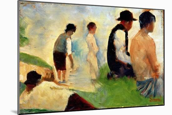 Five Male Figures, Possible Preparatory Sketch for the "Bathers at Asnieres," 1883-Georges Seurat-Mounted Giclee Print