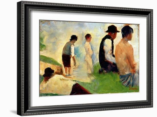 Five Male Figures, Possible Preparatory Sketch for the "Bathers at Asnieres," 1883-Georges Seurat-Framed Giclee Print