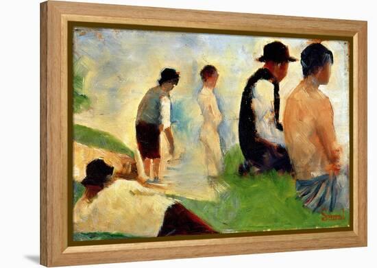 Five Male Figures, Possible Preparatory Sketch for the "Bathers at Asnieres," 1883-Georges Seurat-Framed Premier Image Canvas