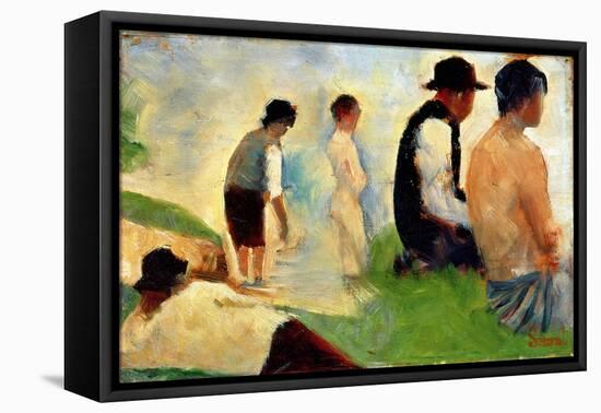 Five Male Figures, Possible Preparatory Sketch for the "Bathers at Asnieres," 1883-Georges Seurat-Framed Premier Image Canvas