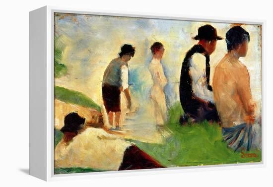 Five Male Figures, Possible Preparatory Sketch for the "Bathers at Asnieres," 1883-Georges Seurat-Framed Premier Image Canvas