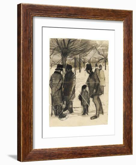 Five Men and a Child in the Snow-Vincent van Gogh-Framed Giclee Print