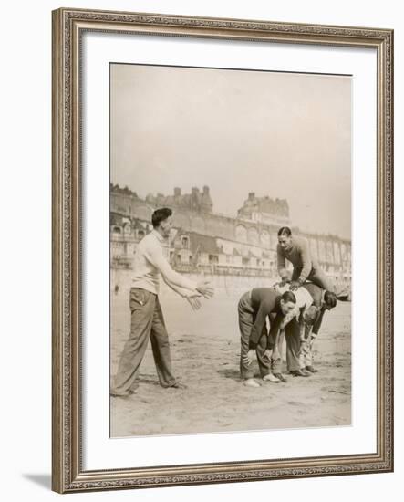 Five Men Playing Leap Frog on the Sandy Beach at Ramsgate-null-Framed Photographic Print