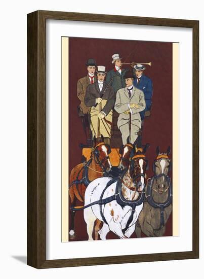 Five Men Riding in a Carriage Drawn by Four Horses-Edward Penfield-Framed Art Print