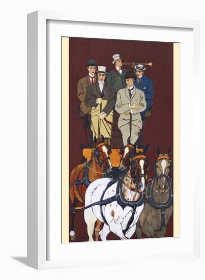 Five Men Riding in a Carriage Drawn by Four Horses-Edward Penfield-Framed Art Print