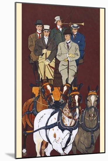 Five Men Riding in a Carriage Drawn by Four Horses-Edward Penfield-Mounted Art Print