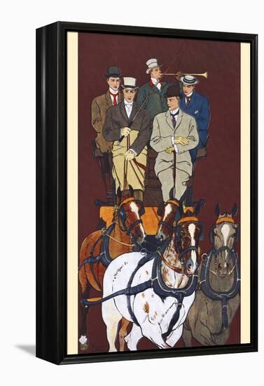 Five Men Riding in a Carriage Drawn by Four Horses-Edward Penfield-Framed Stretched Canvas