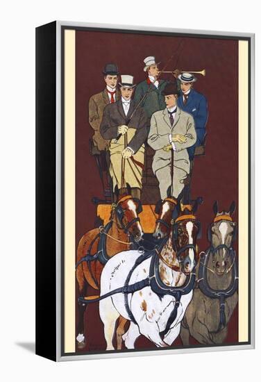 Five Men Riding in a Carriage Drawn by Four Horses-Edward Penfield-Framed Stretched Canvas