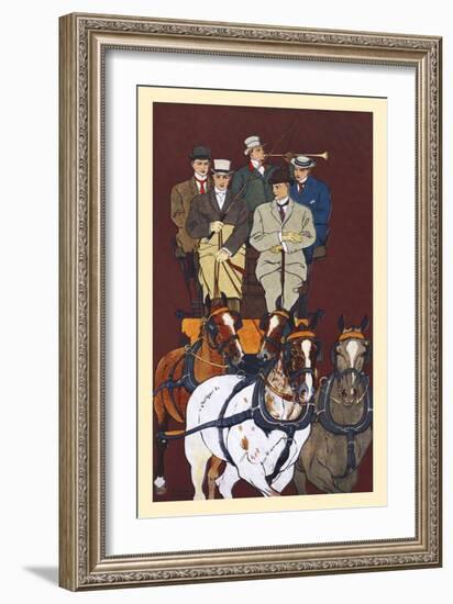 Five Men Riding In A Carriage Drawn By Four Horses-Edward Penfield-Framed Art Print