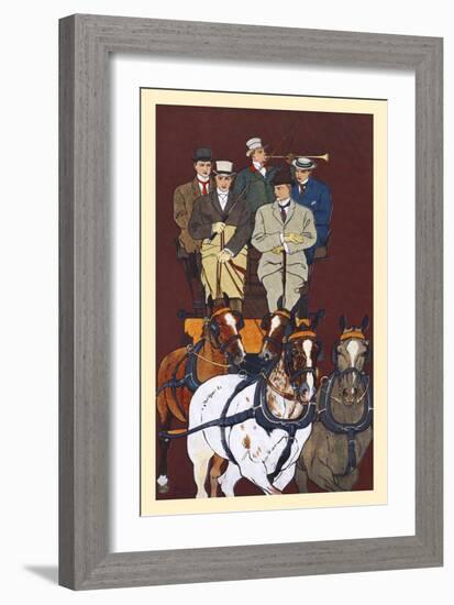 Five Men Riding In A Carriage Drawn By Four Horses-Edward Penfield-Framed Art Print