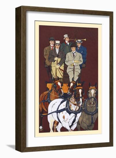 Five Men Riding In A Carriage Drawn By Four Horses-Edward Penfield-Framed Art Print