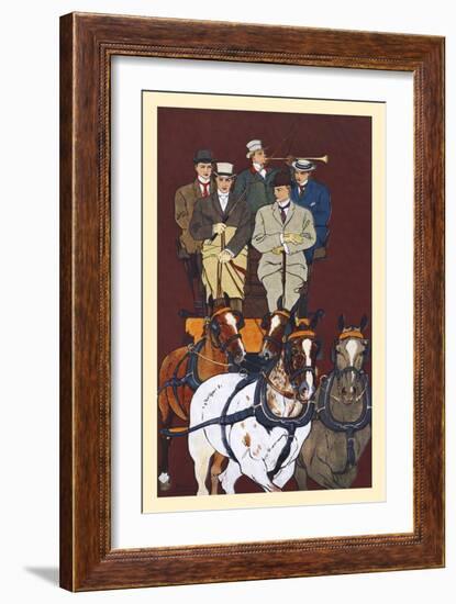 Five Men Riding In A Carriage Drawn By Four Horses-Edward Penfield-Framed Art Print