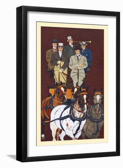 Five Men Riding In A Carriage Drawn By Four Horses-Edward Penfield-Framed Art Print