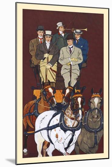 Five Men Riding In A Carriage Drawn By Four Horses-Edward Penfield-Mounted Art Print
