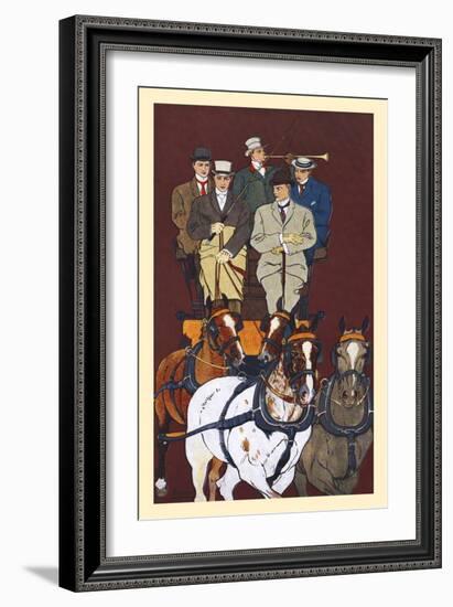 Five Men Riding In A Carriage Drawn By Four Horses-Edward Penfield-Framed Art Print