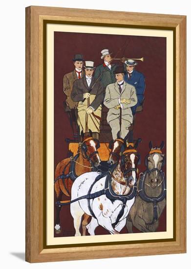 Five Men Riding In A Carriage Drawn By Four Horses-Edward Penfield-Framed Stretched Canvas