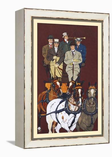 Five Men Riding In A Carriage Drawn By Four Horses-Edward Penfield-Framed Stretched Canvas
