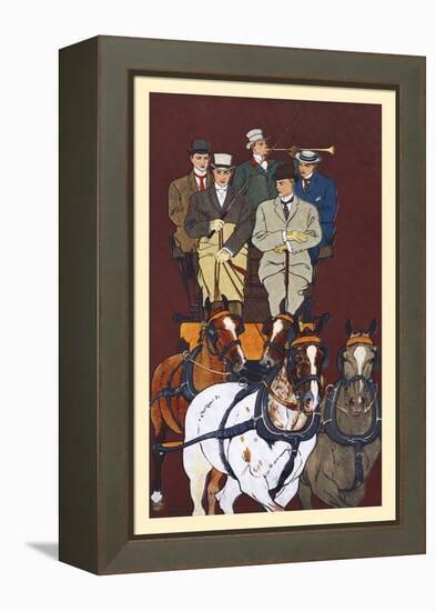 Five Men Riding In A Carriage Drawn By Four Horses-Edward Penfield-Framed Stretched Canvas