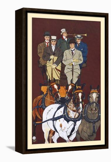 Five Men Riding In A Carriage Drawn By Four Horses-Edward Penfield-Framed Stretched Canvas