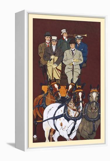 Five Men Riding In A Carriage Drawn By Four Horses-Edward Penfield-Framed Stretched Canvas